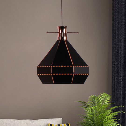 Modern Metal And Wood Pendant Light With Cylinder/Diamond Shade - 1 Black/White Black / C
