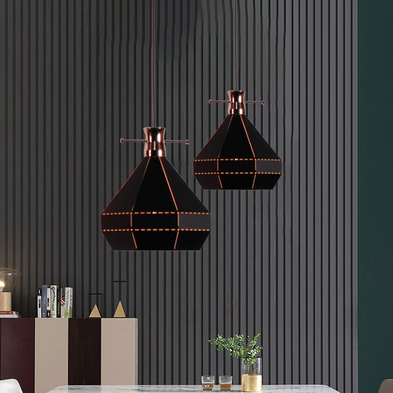 Modern Metal And Wood Pendant Light - Cylinder/Diamond Shade 1 Black/White