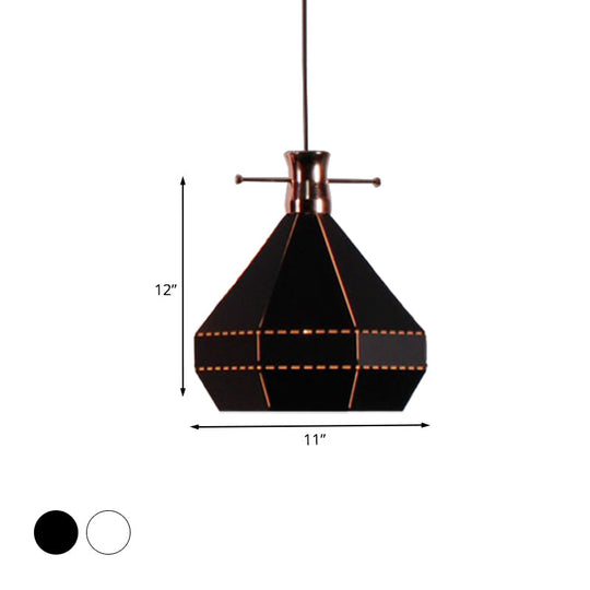 Modern Metal And Wood Pendant Light - Cylinder/Diamond Shade 1 Black/White
