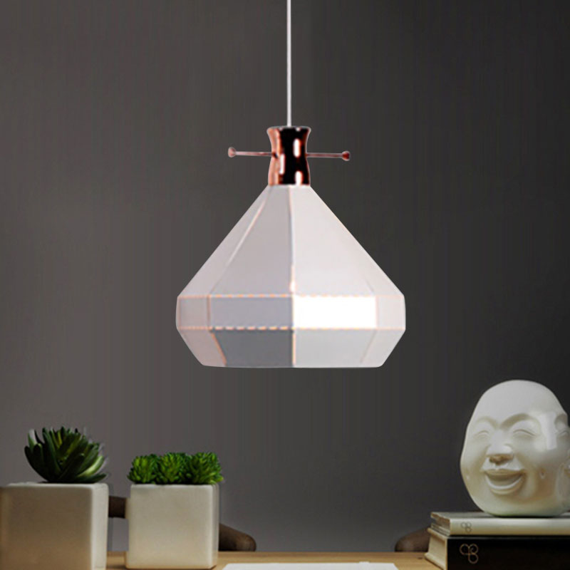 Modern Metal And Wood Pendant Light With Cylinder/Diamond Shade - 1 Black/White White / C