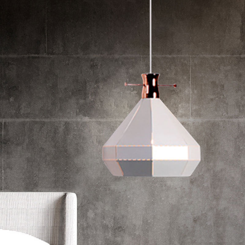 Modern Metal And Wood Pendant Light With Cylinder/Diamond Shade - 1 Black/White