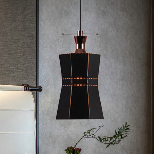 Modern Metal And Wood Pendant Light - Cylinder/Diamond Shade 1 Black/White Black / D