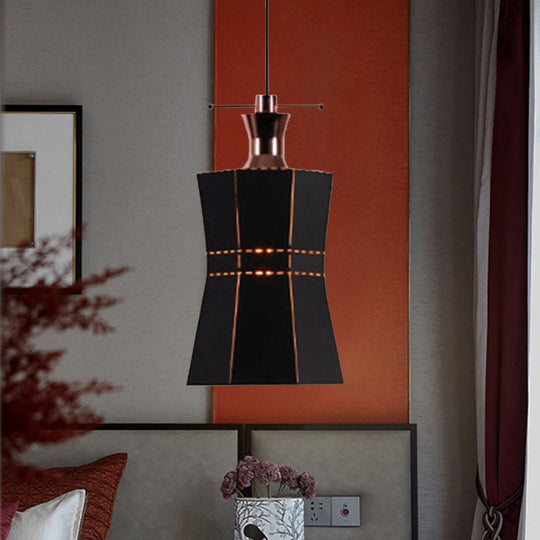 Modern Metal And Wood Pendant Light - Cylinder/Diamond Shade 1 Black/White
