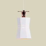 Modern Metal And Wood Pendant Light - Cylinder/Diamond Shade 1 Black/White