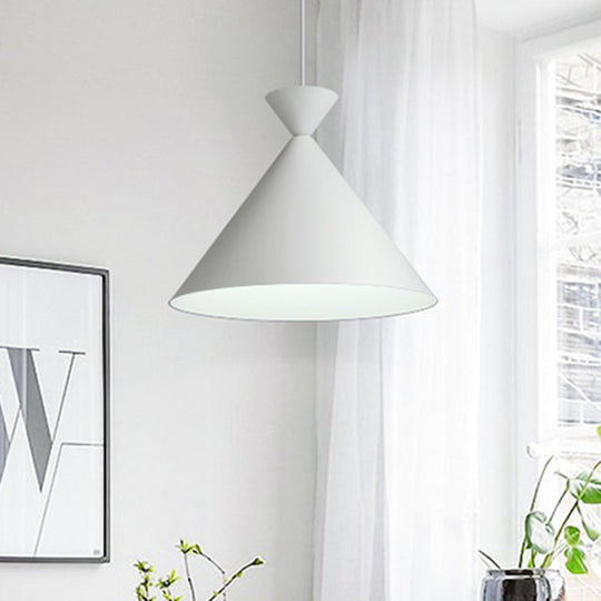 Modern Conical Metal Hanging Ceiling Light - White