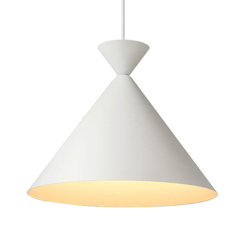 Modern Conical Metal Hanging Ceiling Light - 1-Light Pendant Lamp In White