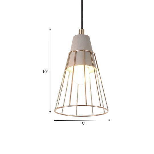 Nordic Style Caged Pendant Lamp - Adjustable Cord Gold Finish