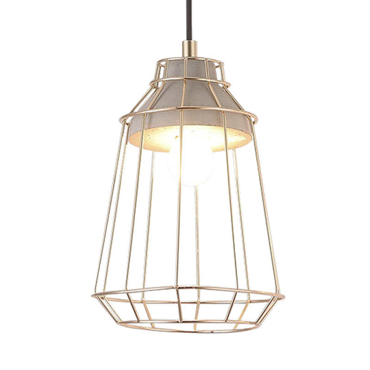 Nordic Style Caged Pendant Lamp - Adjustable Cord Gold Finish