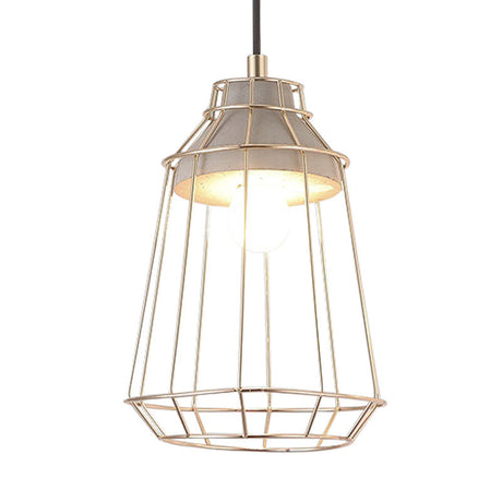 Gold Adjustable Nordic Pendant Light With Caged Design
