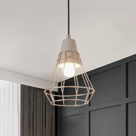 Gold Adjustable Nordic Pendant Light With Caged Design / D