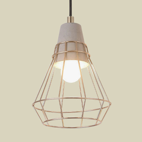 Gold Adjustable Nordic Pendant Light With Caged Design