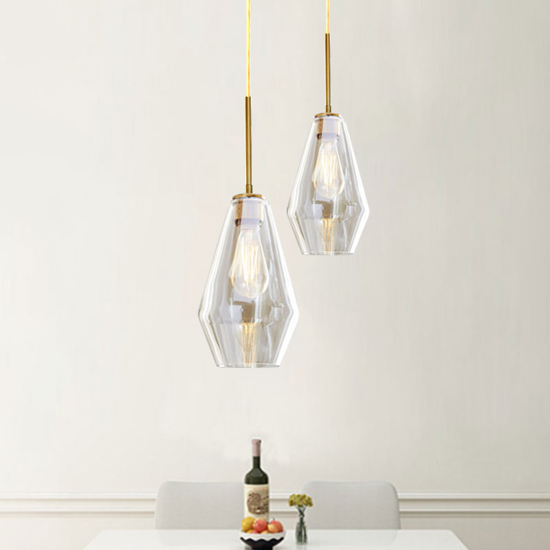 Modern 4.5’/9’/12’ Wide Glass Shade Hanging Pendant Light With Brass Lamp Socket - Perfect