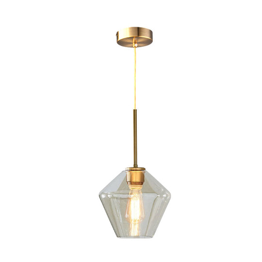 Modern Brass Pendant Light: 4.5/9/12 Wide Glass Shade Hanging Light With Single Lamp Socket - Ideal