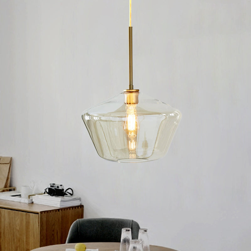 Modern Brass Pendant Light: 4.5/9/12 Wide Glass Shade Hanging Light With Single Lamp Socket - Ideal