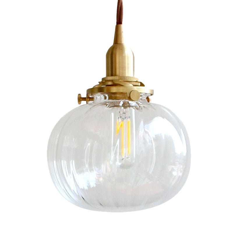Brass Suspension Light - Modern Melon Shape Pendant Lamp For Corridor