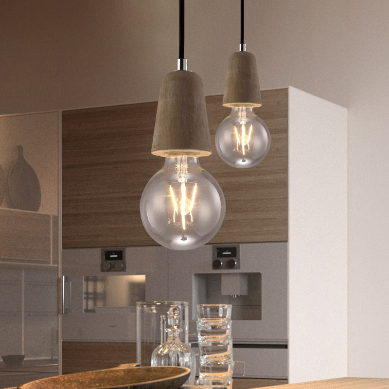 Cement Pendant Lamp - Open Bulb Minimalist Style 1-Light Ideal For Cafes And Restaurants