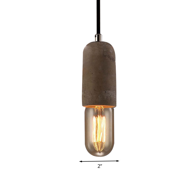Minimalist Cement Hanging Pendant Light With Open Bulb - Ideal For Cafe And Restaurant