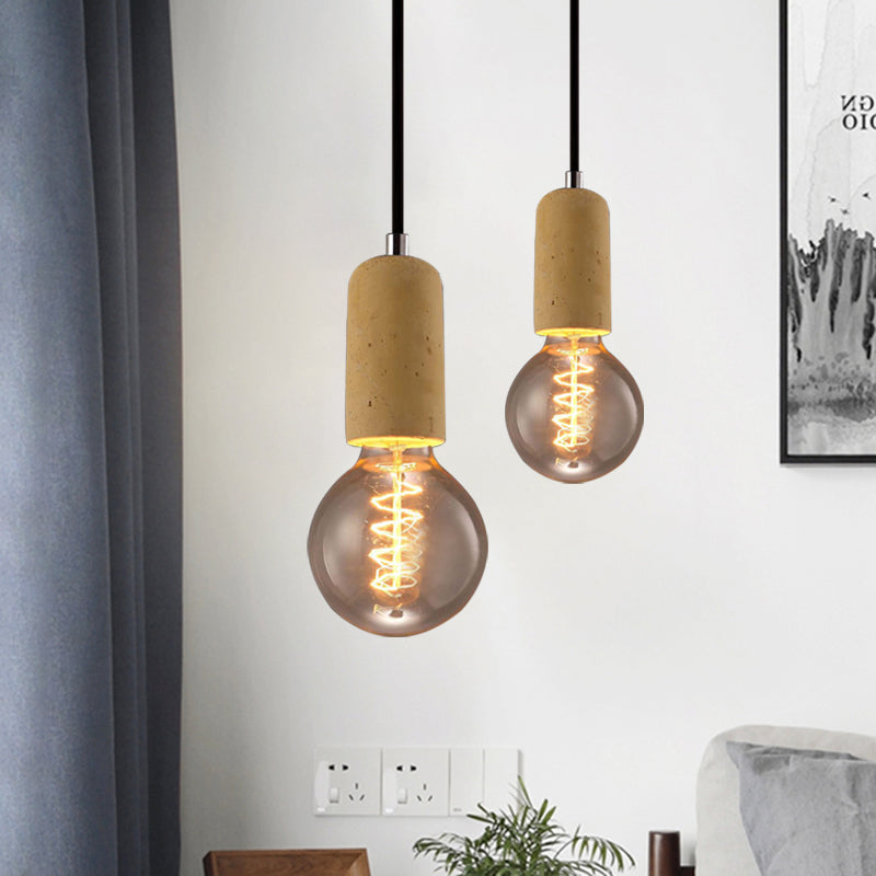 Cement Pendant Lamp - Open Bulb Minimalist Style 1-Light Ideal For Cafes And Restaurants