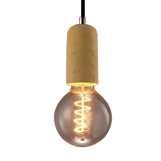 Minimalist Cement Hanging Pendant Light With Open Bulb - Ideal For Cafe And Restaurant