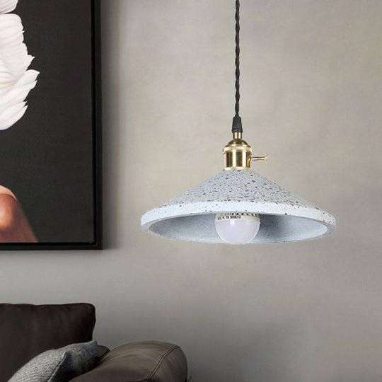 Contemporary Cement Hanging Lamp For Workshop Or Bar Blue