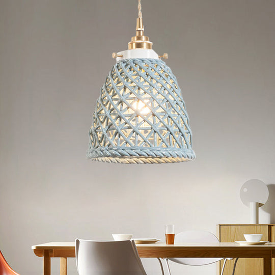 Modern Ceramic Hanging Pendant Light With Dome Basket Design - Illuminate Your Gallery One Bulb!
