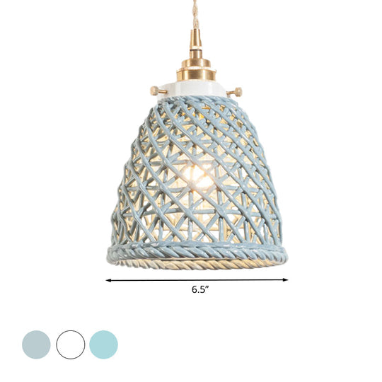Modern Ceramic Hanging Pendant Light With Dome Basket Design - Illuminate Your Gallery One Bulb!