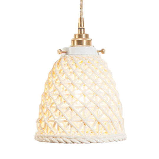 Modern Ceramic Dome Basket Pendant Light With Single Bulb - Perfect For Galleries And More