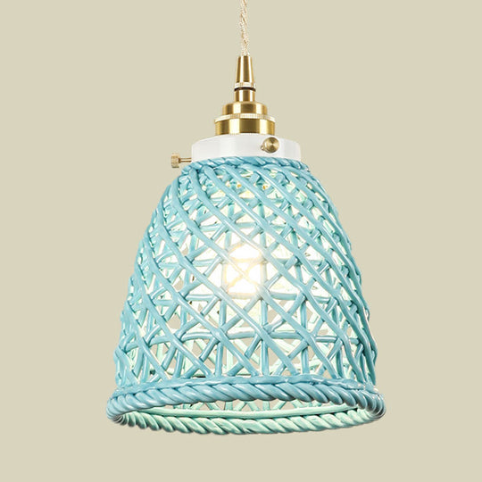 Modern Ceramic Hanging Pendant Light With Dome Basket Design - Illuminate Your Gallery One Bulb!