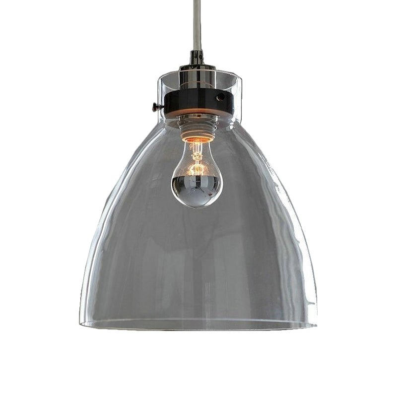 Clear Glass Bell Shade Pendant: Simplicity | 1-Light Dining Table Hanging Light