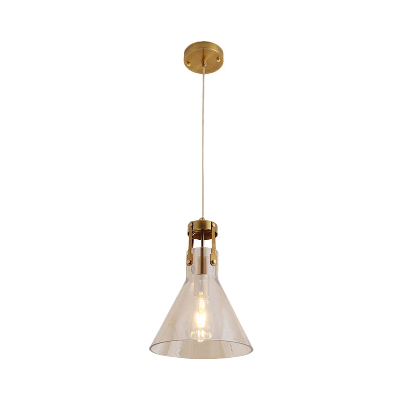 Horn Kitchen Table Pendant Light - Cognac Glass Simple Style Suspension Lighting