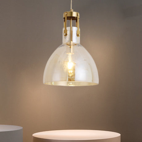 Cognac Glass Drop Pendant Ceiling Lamp For Dining Room Postmodern Single Suspension
