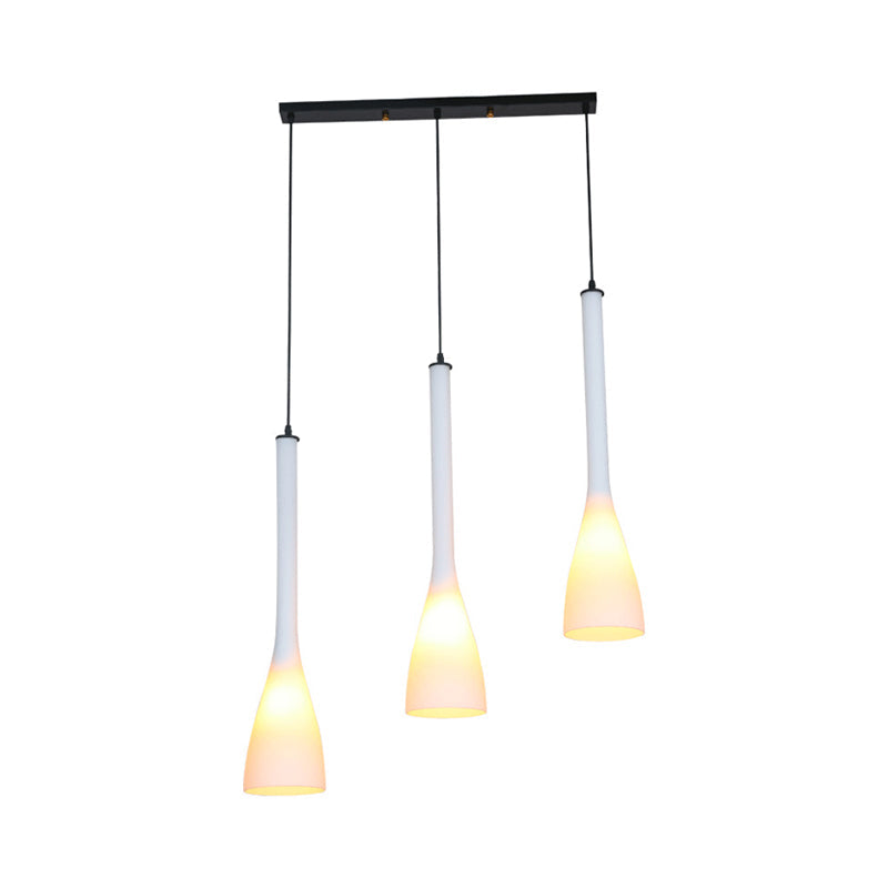 Contemporary 3-Bulb Glass Pendant Lamp For Dining Table