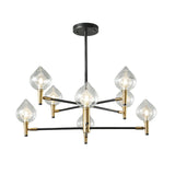 Postmodern Raindrop Chandelier With Clear And Seedy Glass 6/8-Light Bedroom Drop Lamp In Black Gold