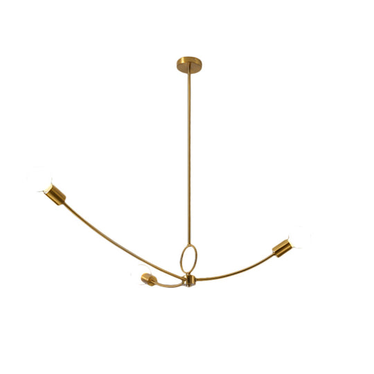 Minimalist Burst Ceiling Chandelier - Metallic 3 Bulb Pendant Light In Black/Gold For Dining Room