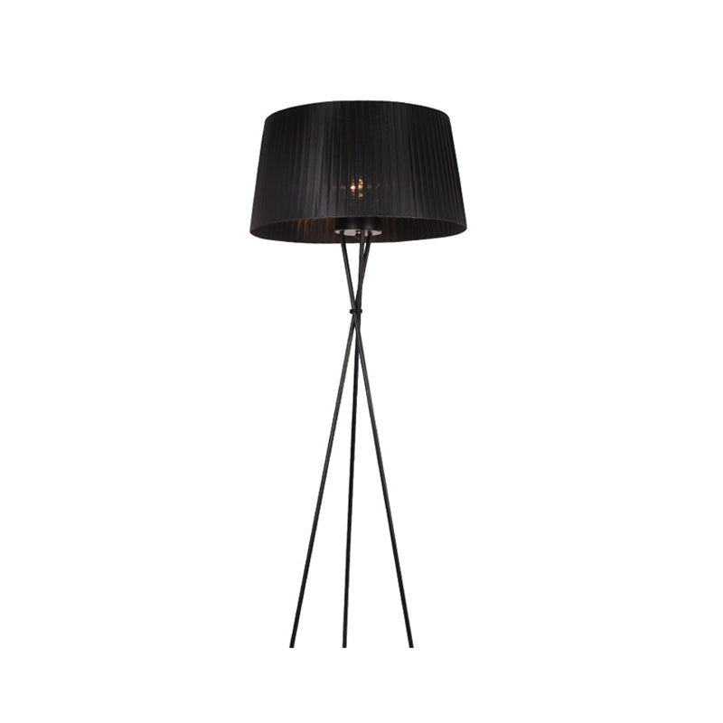 Modern Style Drum Shade Floor Lamp With Tripod Base - 1 Bulb Pink/Black/Red