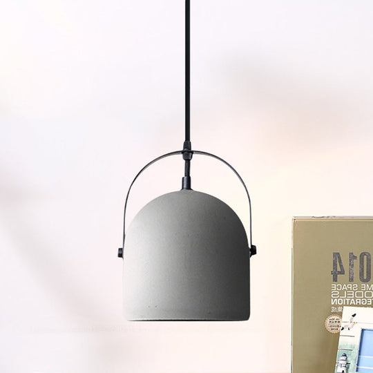 Industrial Gray Dome Pendant Light - Head Cement Ceiling Suspension For Dining Room