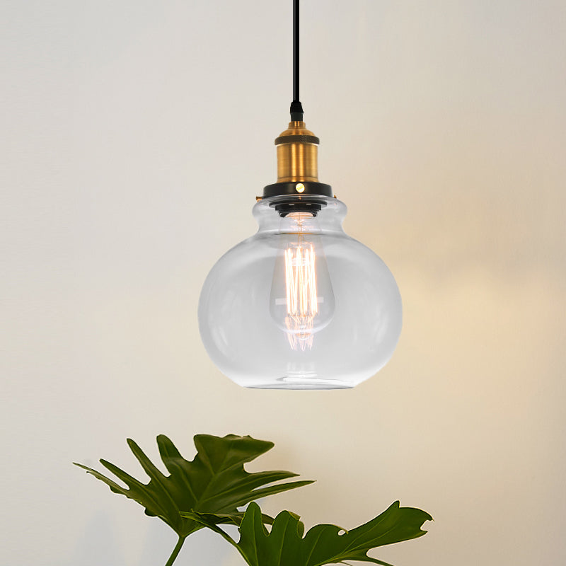 Industrial Clear Glass Pendant Light - Brass Finish 7.5’/11’ Wide