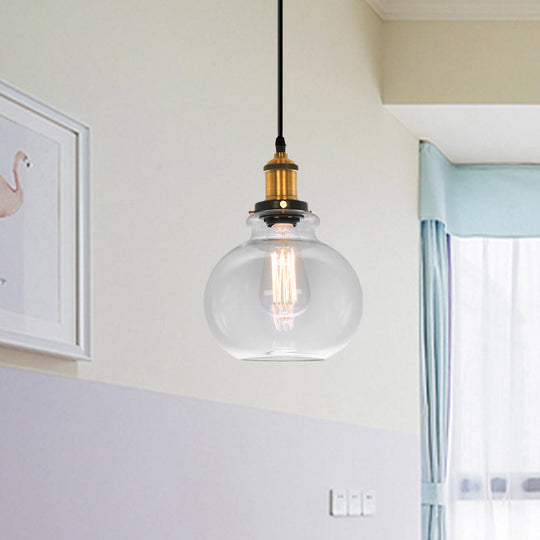 Industrial Clear Glass Pendant Light - Brass Finish 7.5’/11’ Wide