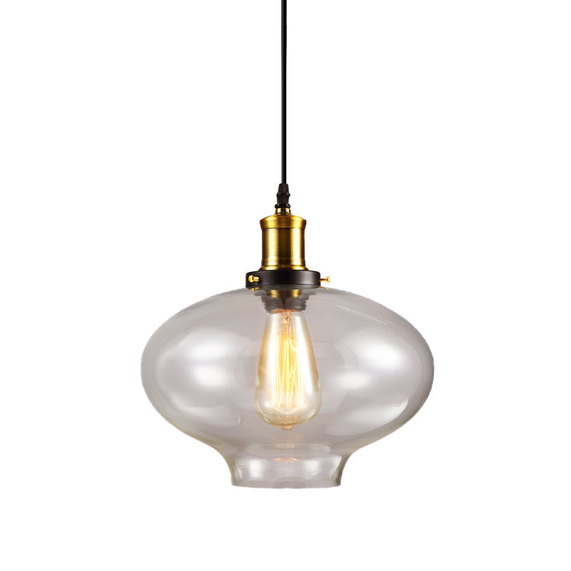 Industrial Clear Glass Pendant Light - Brass Finish 7.5’/11’ Wide
