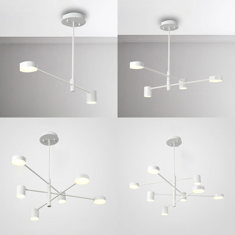 Simple Style Black/White Metal Multi-Tier Asymmetrical 2/4/6/8-Head Pendant Light In