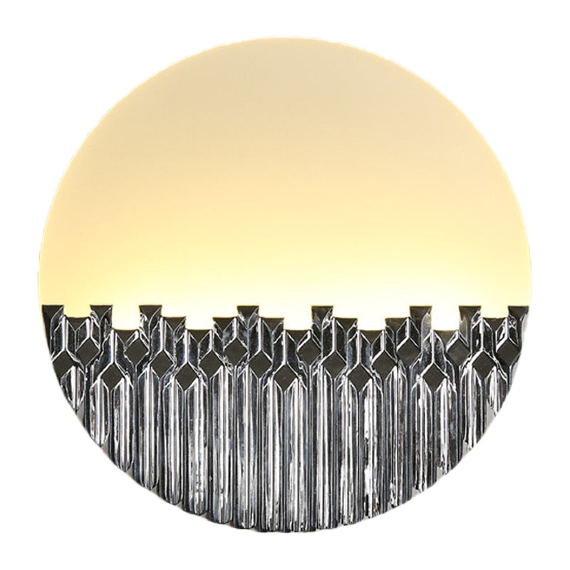 Chinese Style Led Corridor Wall Lamp: Blue/Silver Metallic Surface Patterned Light With Round