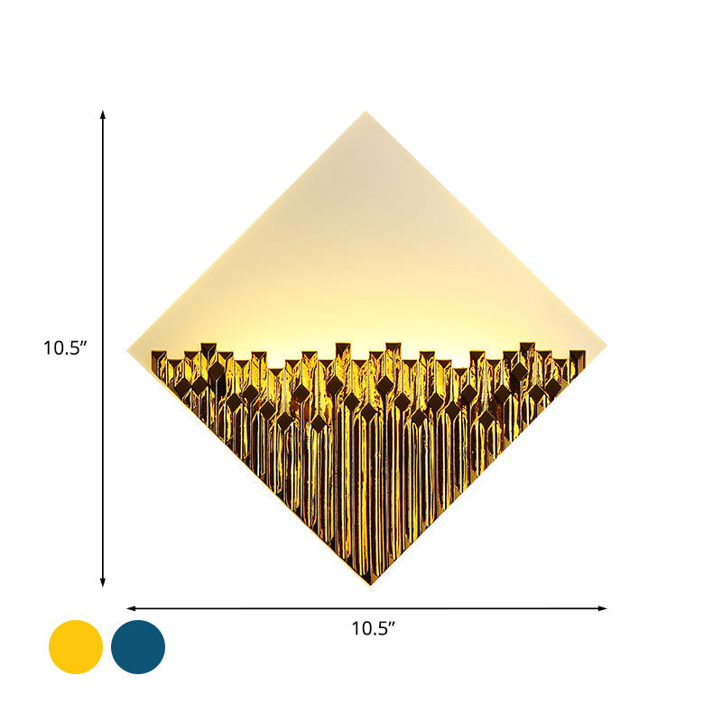 Harlequin Metallic Led Wall Lamp - Asia Inspired Acrylic Gold/Blue Surface