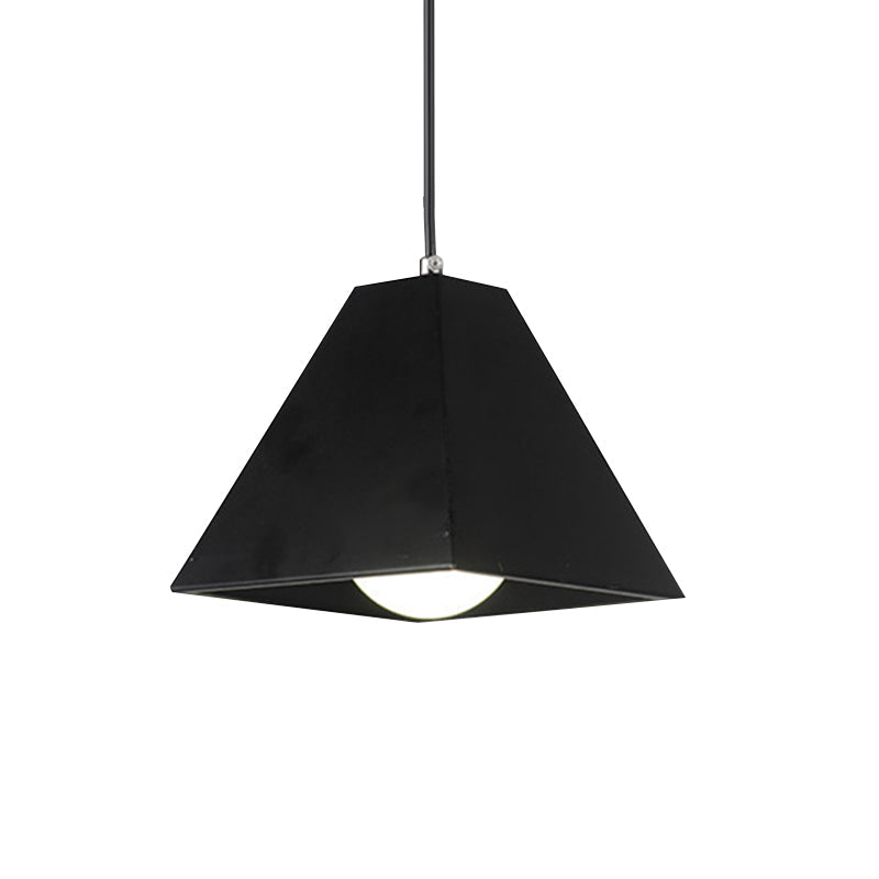 Modern Metal Pyramid Pendant Lamp With Adjustable Cord - 1 Light Black/White Ideal For Living Room