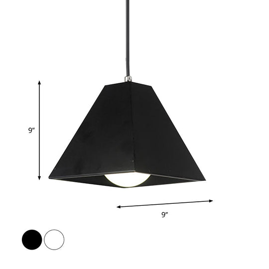 Modern Metal Pyramid Pendant Lamp - Adjustable Cord Black/White 1 Light For Living Room