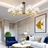 Gold Modern Living Room Chandelier - Elegant Oval Shade Candle Pendant Light