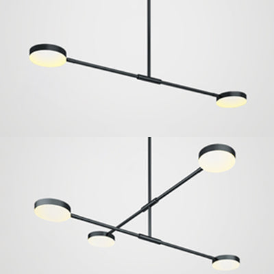 Willow - Stylish Linear Chandelier: 2/4 Lights Led Black Hanging Light