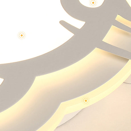 Cartoon Led Ceiling Lamp - Acrylic Peace Sign Kitty Mount Light For Baby Girls Room