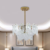 Modern Scalloped Glass Chandelier With Gold Finish - 4/6 Bulbs For Layered Bedroom Lighting