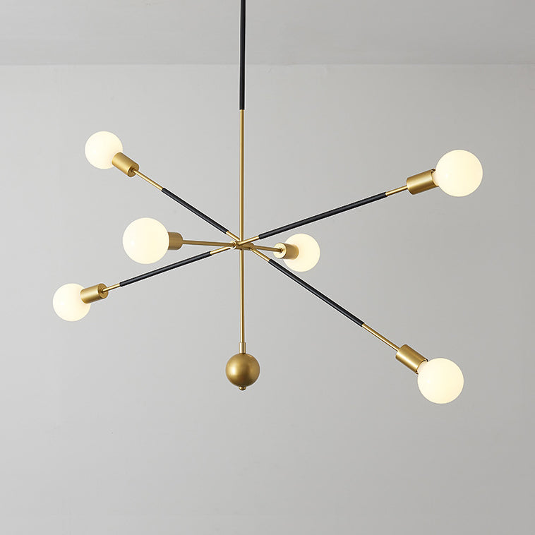 Modern Adjustable Linear Arm Chandelier Light With 6 Lights Ideal For Restaurants Gold / 35.5