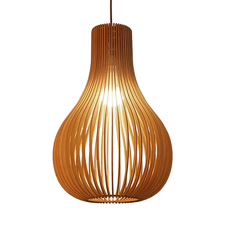 Modern Wood Pendant Light - Adjustable Teardrop Shape Ceiling Fixture